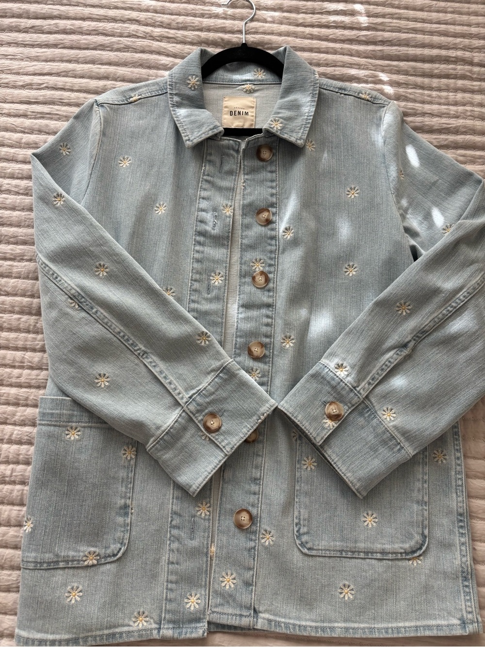 NWT Sezane Light Blue Embroidered Gab Jacket - Picture 6 of 10